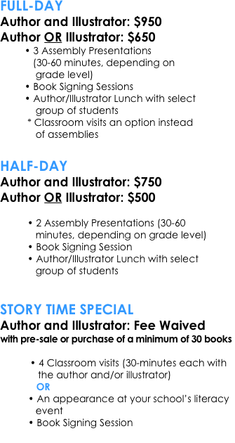FULL-DAY  Author and Illustrator: $950 Author
